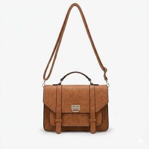 JustFab Pablo Tan Crossbody Satchel Bag Faux Leather